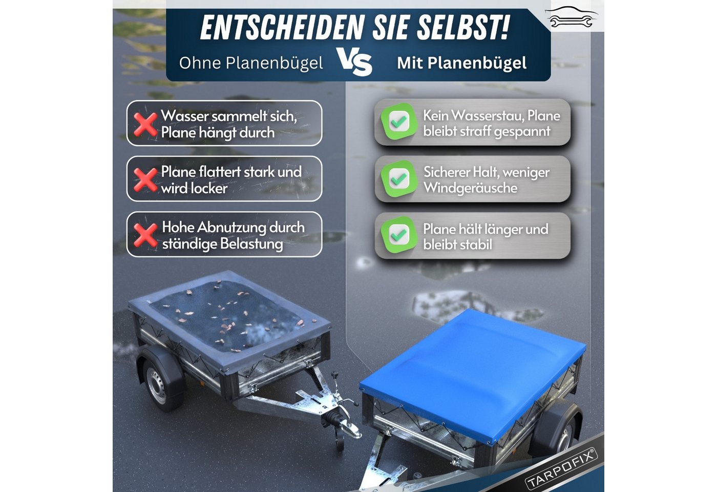 Tarpofix® Schutzplane Anhängerplane DDR Anhänger PVC wasserdicht UV-beständig (Blaue Plane + 1x Planenbügel), Flachplane 140x105 cm + 1x Planenbügel Set Bild 4