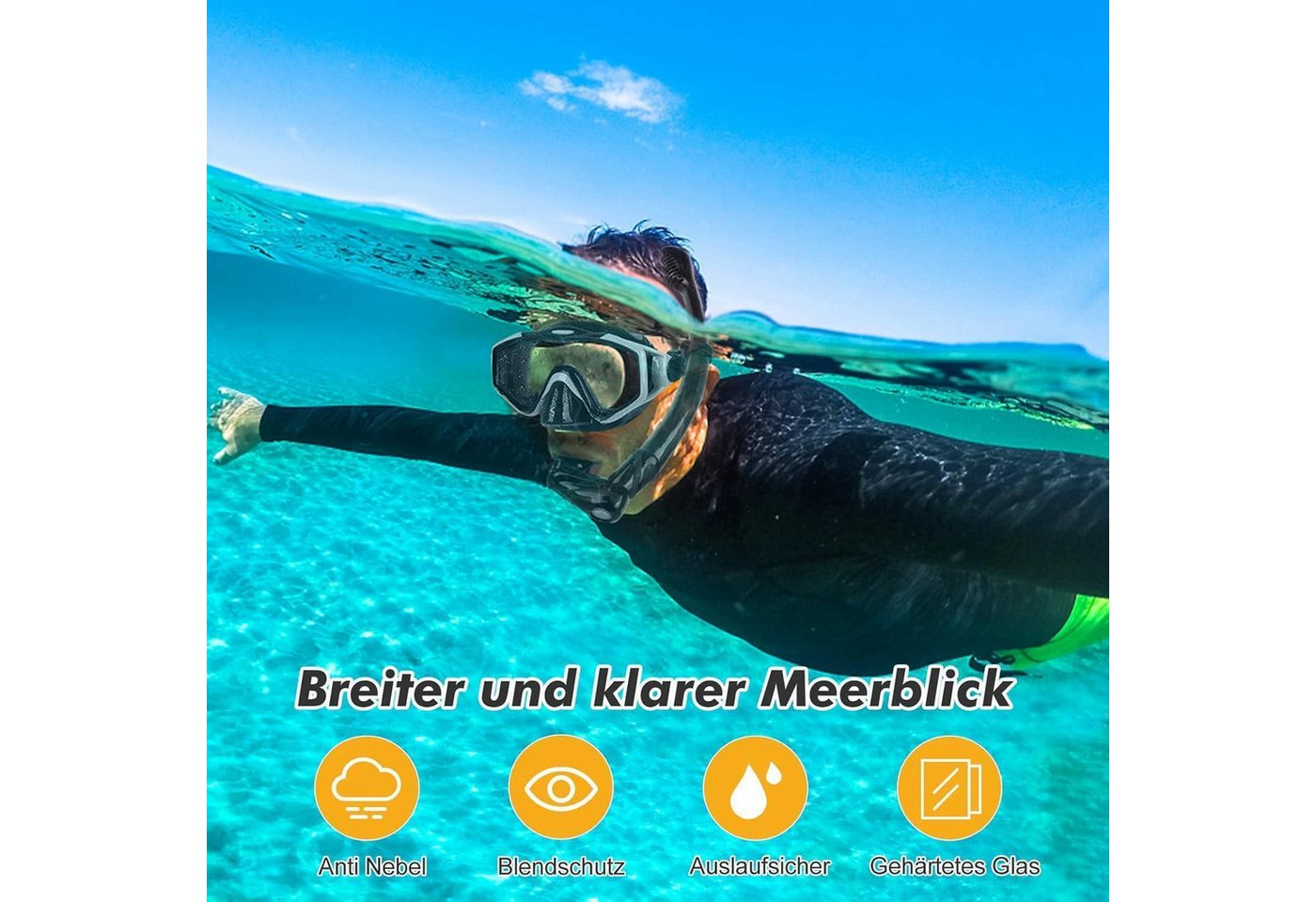 LuxusKollektion Schnorchel Schnorchelset Erwachsene Mit Flossen Taucherflossen Schnorchelmaske Bild 5