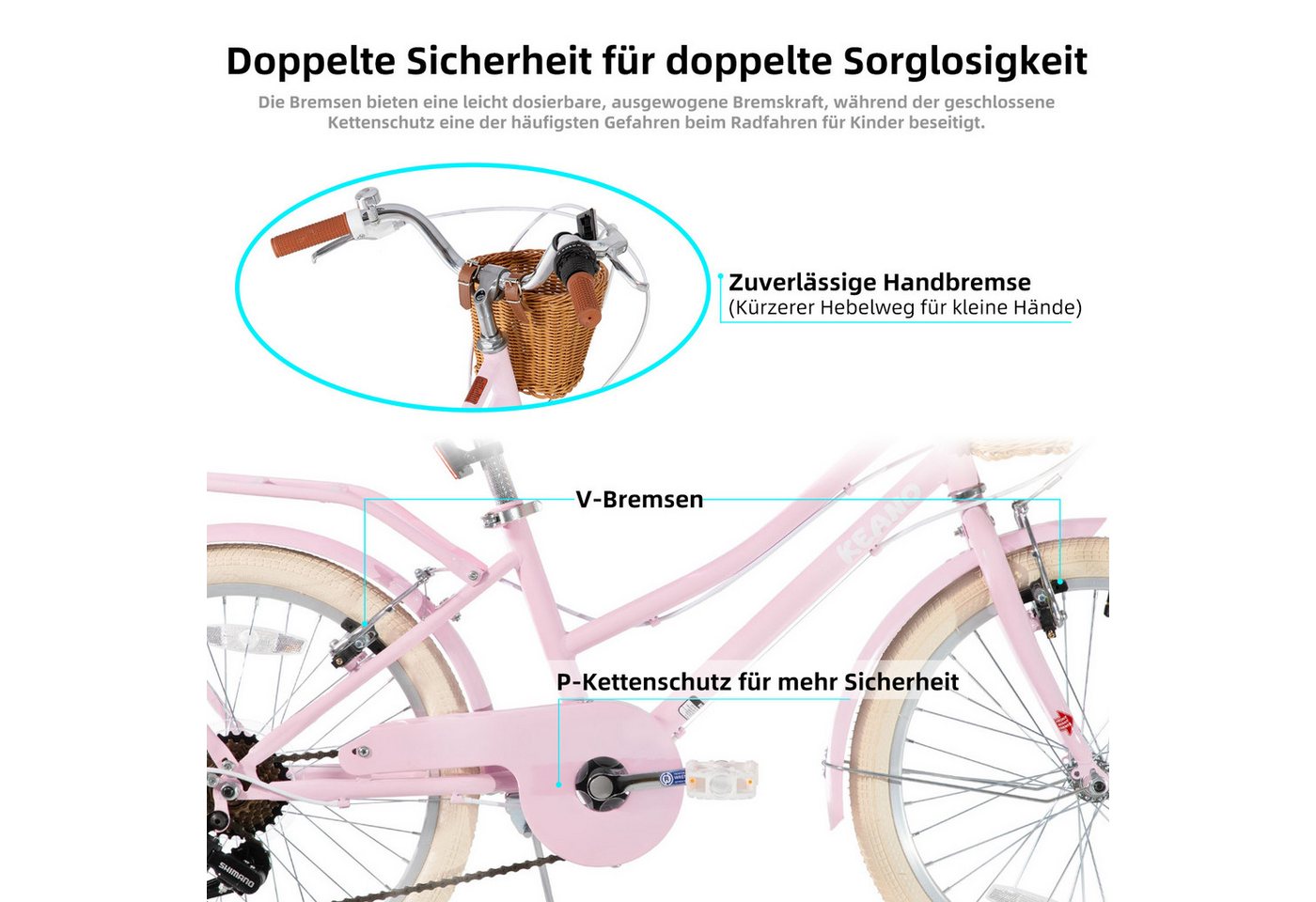 JOYSTAR Kinderfahrrad KEANO Poppy Kinderfahrrad für Mädchen 20 & 24 Zoll mit Korb Bild 5