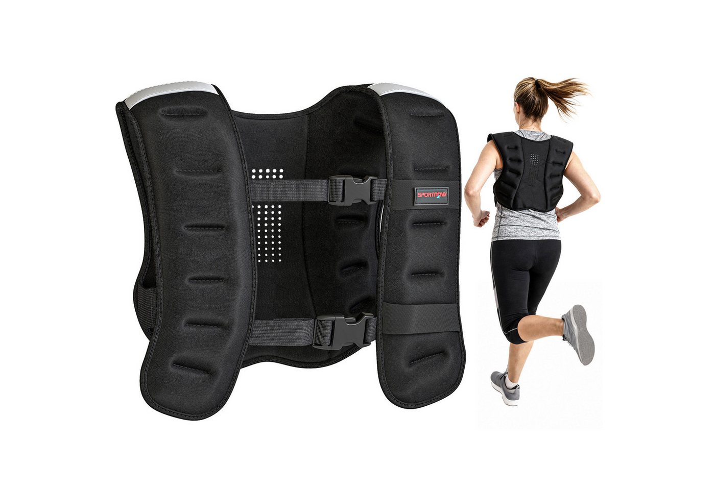 SPORTNOW Gewichtsweste 10 KG Trainingsweste mit Reflektierenden Streifen verstellbaren Gurten, (Set, 1-tlg., mit Reflektionsstreifen), für Muskelaufbau Krafttraining, Laufen, Fitness, Cross Training Bild 2