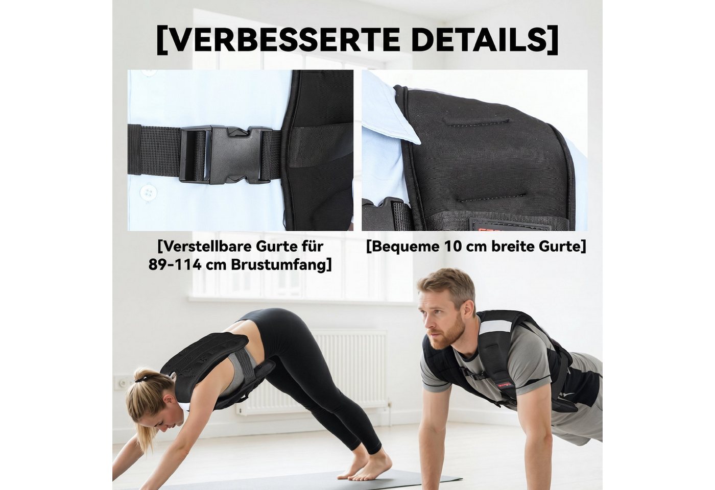 SPORTNOW Gewichtsweste 10 KG Trainingsweste mit Reflektierenden Streifen verstellbaren Gurten, (Set, 1-tlg., mit Reflektionsstreifen), für Muskelaufbau Krafttraining, Laufen, Fitness, Cross Training Bild 5
