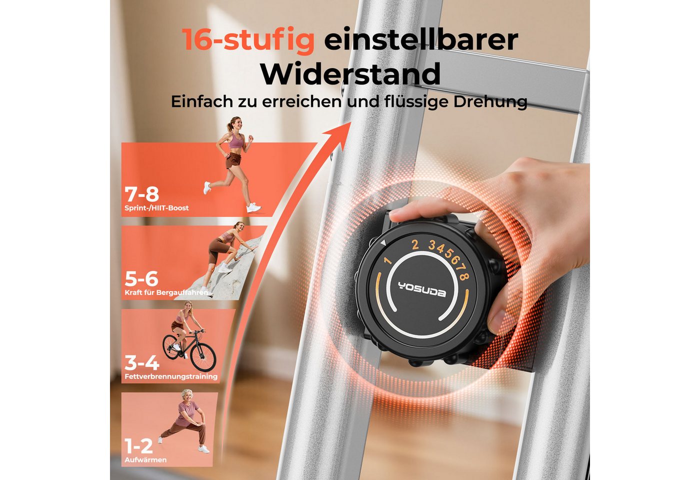 YOSUDA Heimtrainer 2026 Neu 5-in-1 Klappbarer Heimtrainer Fahrrad (1-tlg., LCD-Display Fitnessbike Senioren), Bis 150KG Leise Magnetwiderstand Bild 2