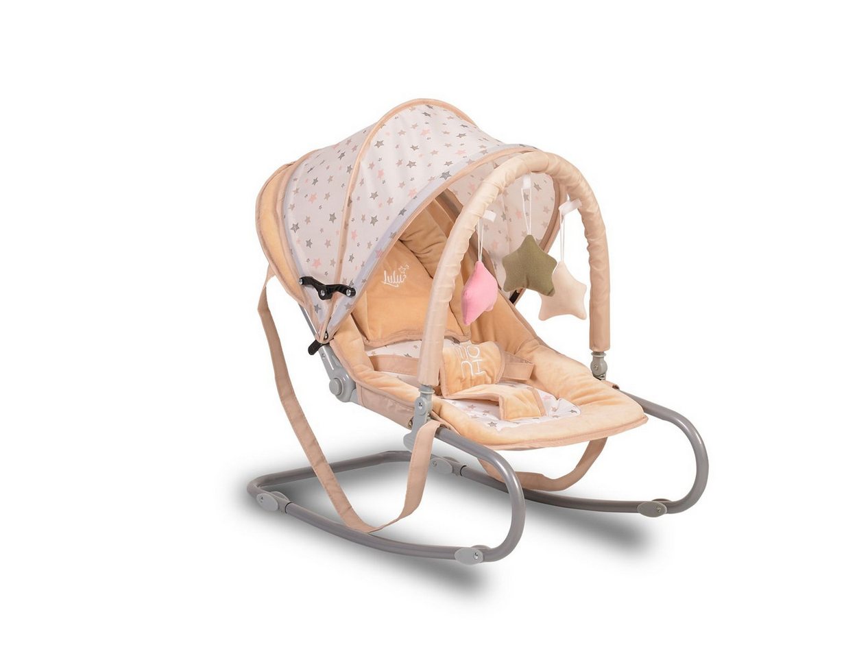 Moni Babywippe Lulu, verstellbare Sitzposition, Spielbogen, Tragehenkel, Metallrahmen