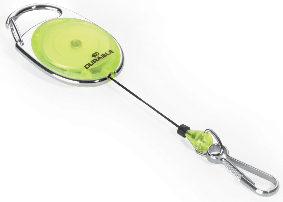 DURABLE Hinweisschild Aufrollmechanismus JoJo Style mit Federhaken 80cm gelb