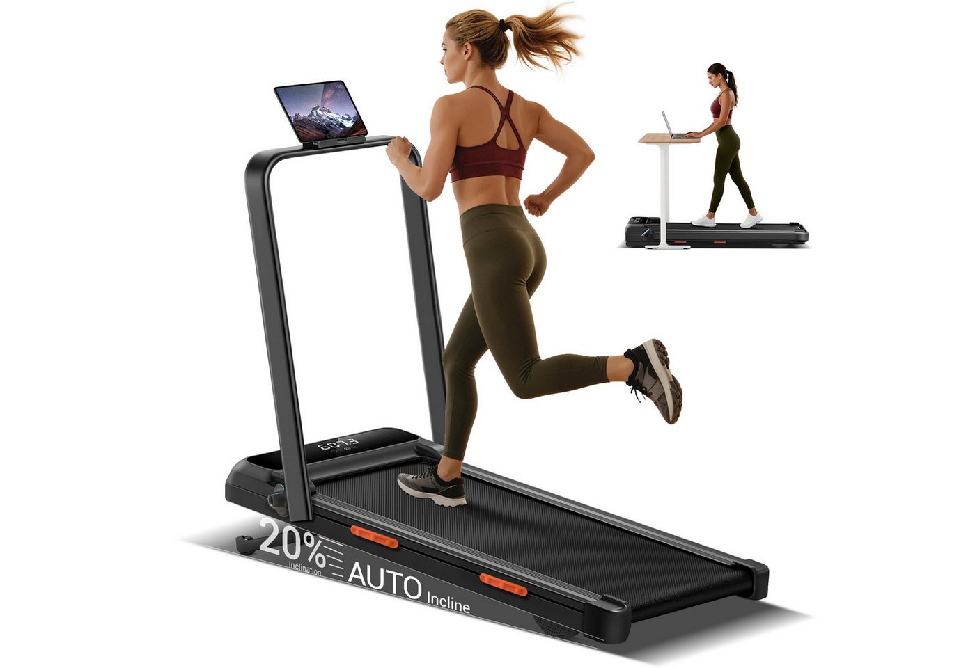ROBORE Laufband X8F Walking Pad mit Neigungsverstellung von 0–20 %, 1–12 km/h, mit Fernbedienung und LED-Anzeige, für zu Hause und im Büro Bild 5