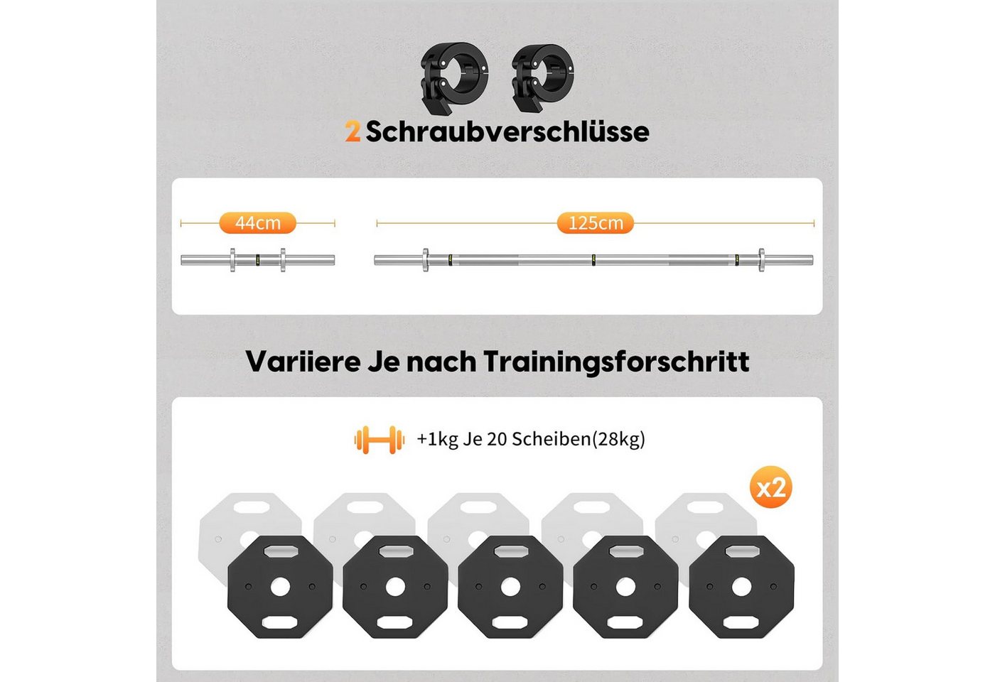 Dripex Hantel-Set Kurzhantel Set 28kg / 36kg verstellbar - Langhantel + Curlstange Bild 4