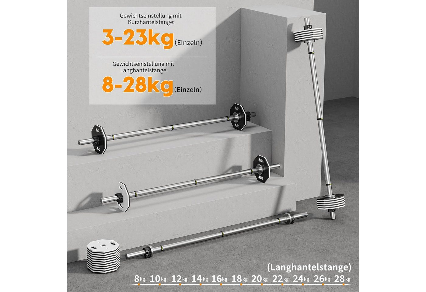 Dripex Hantel-Set Kurzhantel Set 28kg / 36kg verstellbar - Langhantel + Curlstange Bild 5