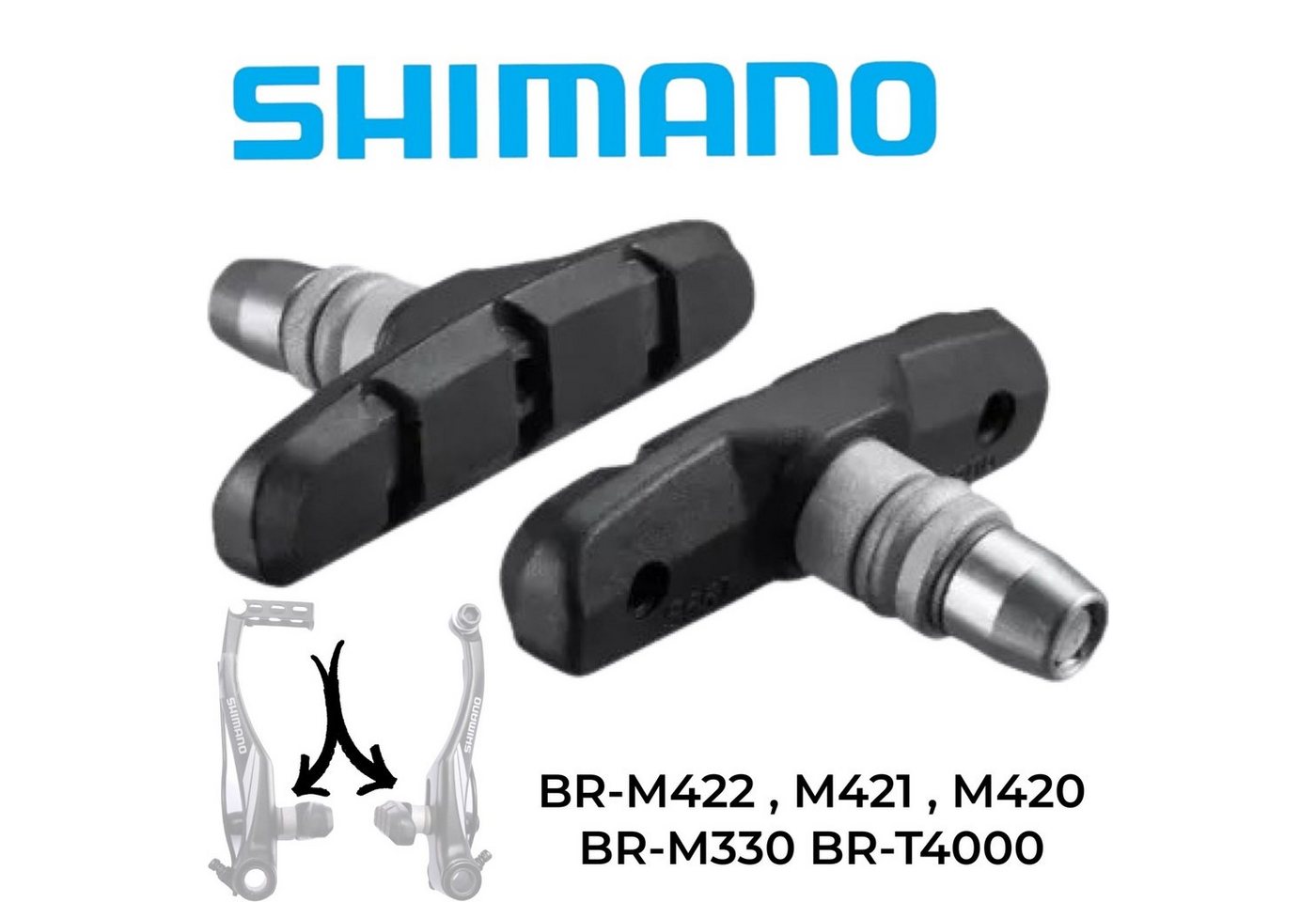 Shimano Felgenbremse SHIMANO Fahrrad V-Brake Bremse Ersatz Bremsschuh S65T 1Paar schwarz