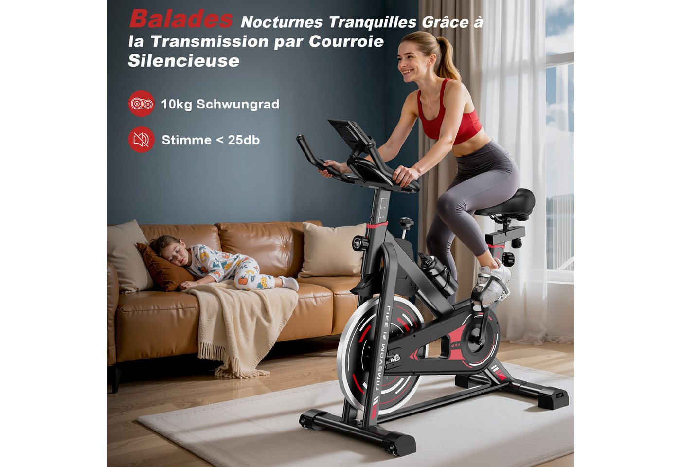Hamlody Heimtrainer Indoor-Fahrrad, leise Bild 5