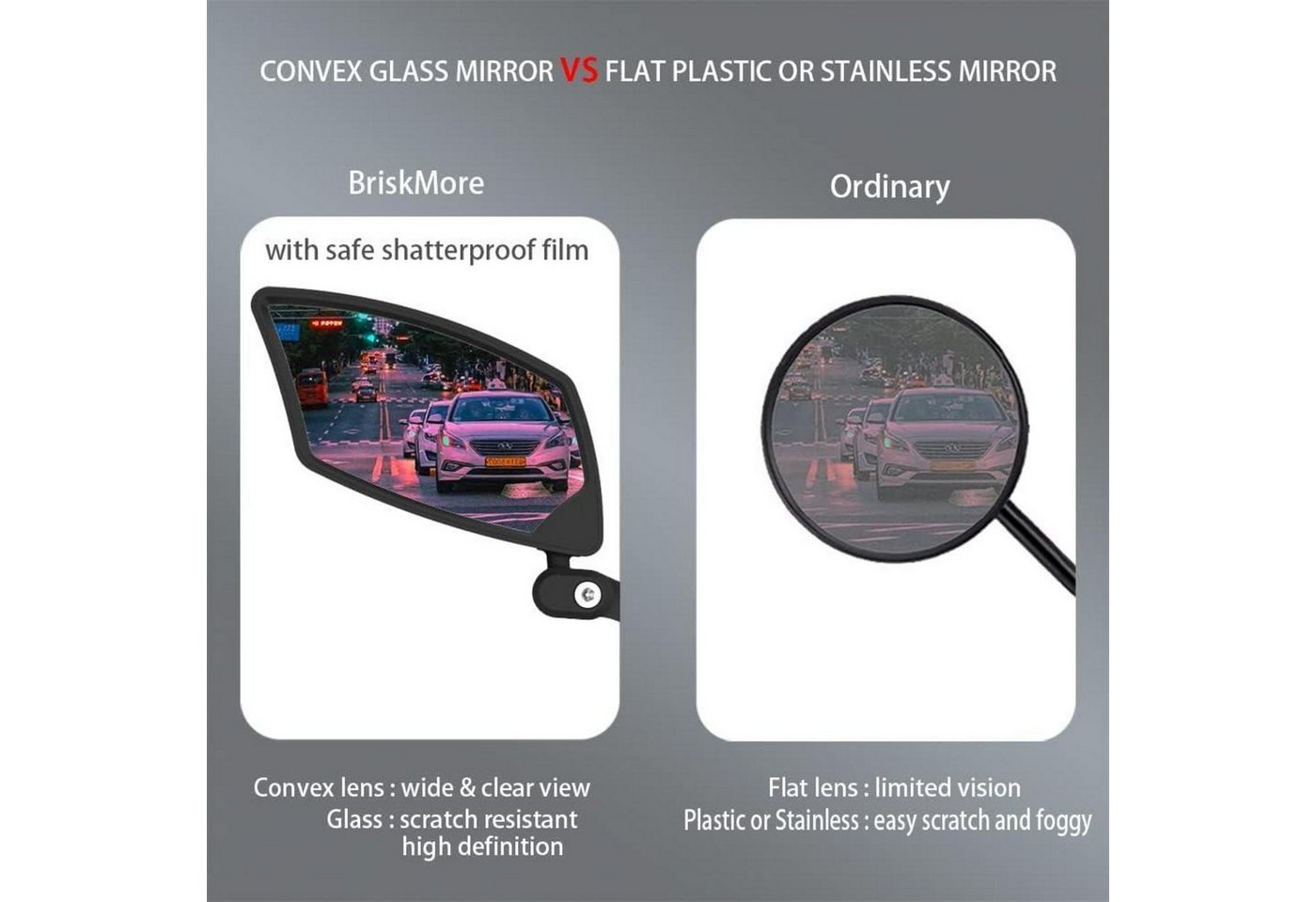 LuxusKollektion Fahrradspiegel Lenker Fahrradspiegel kratzfeste Glaslinse drehbar sicher Rückansicht Bild 3
