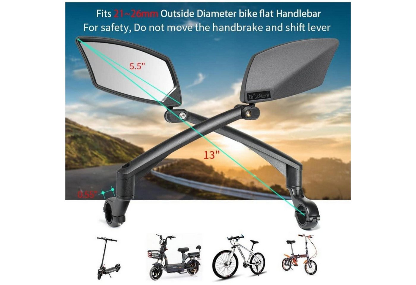 LuxusKollektion Fahrradspiegel Lenker Fahrradspiegel kratzfeste Glaslinse drehbar sicher Rückansicht Bild 5