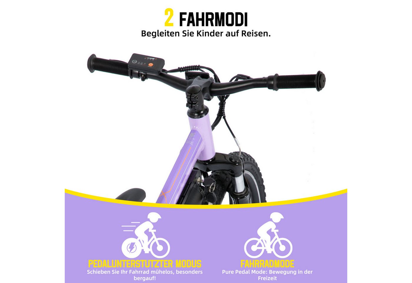 HILAND E-Bike Kinder E-Bike 20 Zoll 2 Fahrmodi Einrohrrahmen für Alltag & Freizeit
