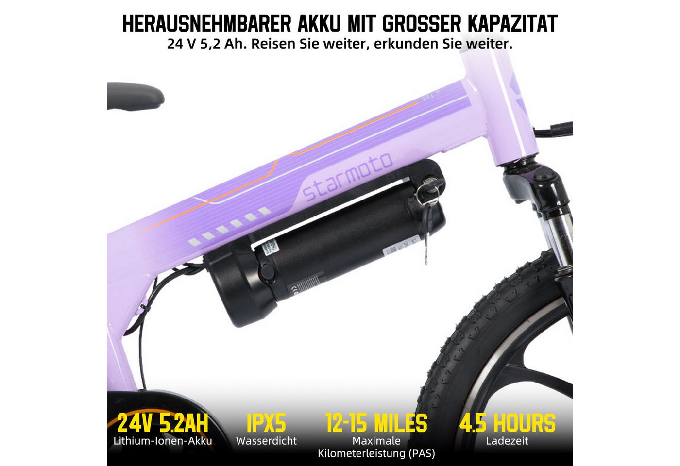 HILAND E-Bike Kinder E-Bike 20 Zoll 2 Fahrmodi Einrohrrahmen für Alltag & Freizeit Bild 5