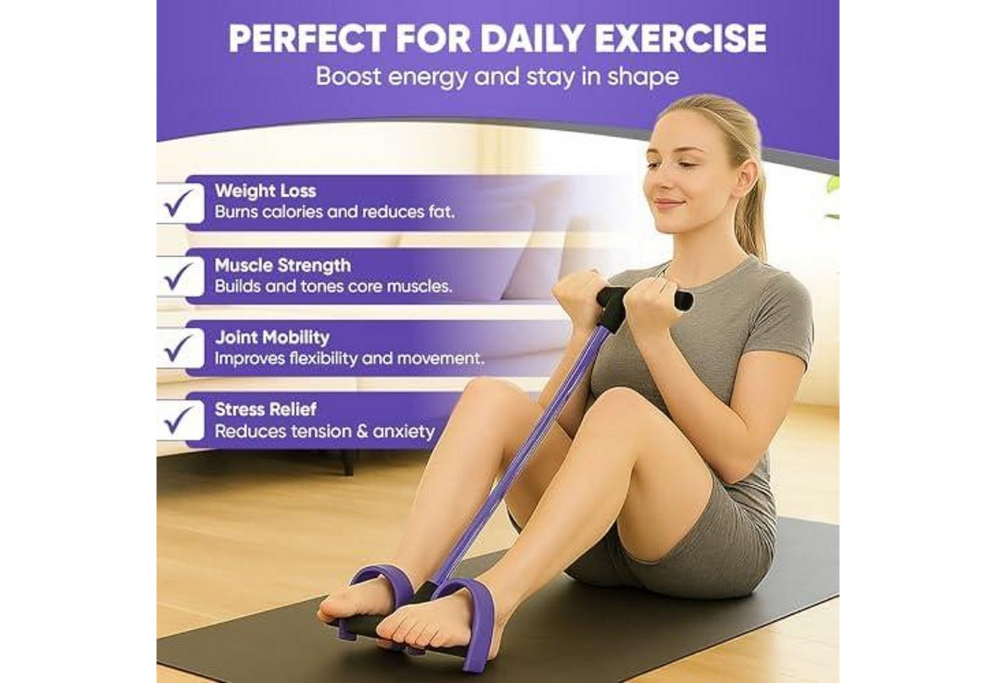 FELIXLEO Bauchtrainer Bauchtrainer mit 6 Zugseilen für Sit-up Fitness & Ganzkörpertraining Bild 5