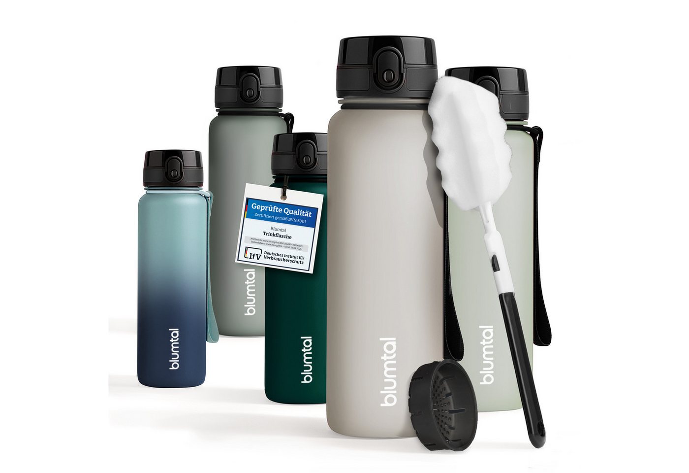 Blumtal Trinkflasche auslaufsichere Trinkflasche Sport + 1-Klick-Verschluss, BPA-frei, Wasserflasche mit Sieb, spülmaschinenfest, F.A.Z. Kaufkompass getestet Bild 3