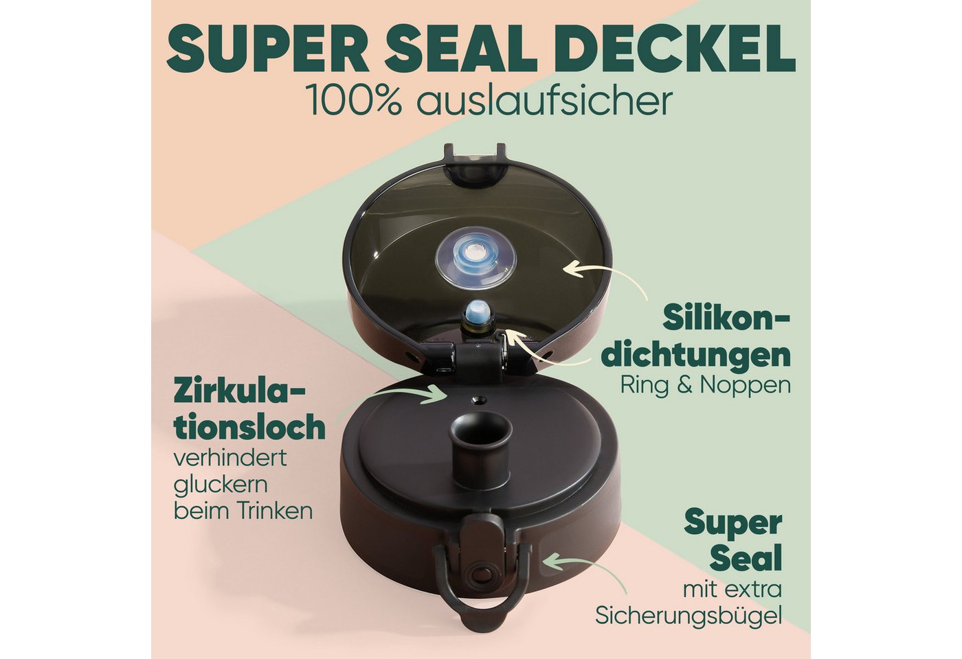 Blumtal Trinkflasche auslaufsichere Trinkflasche Sport + 1-Klick-Verschluss, BPA-frei, Wasserflasche mit Sieb, spülmaschinenfest, F.A.Z. Kaufkompass getestet Bild 5