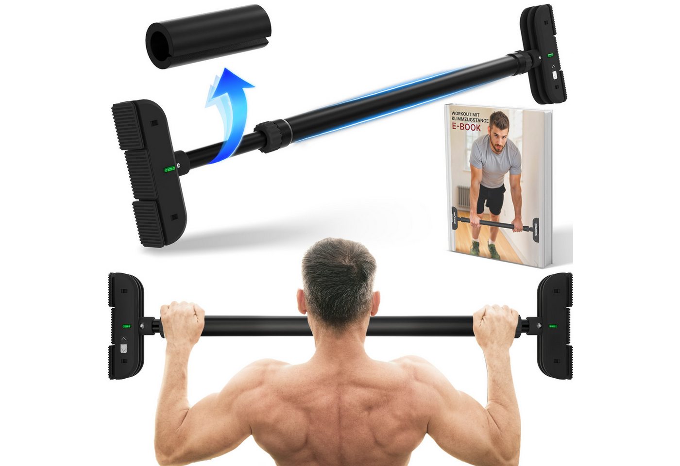 NEOLYMP Klimmzugstange Klimmzug Hilfe - Ohne Schrauben - Klimmzugstange Türrahmen - Pull up (hält ohne Bohren im Türrahmen, Gewindesperre für sicheren Halt, beliebig verstellbar (73 - 92 cm), mit gepolstertem Griff, platzsparend und verstaubar, Klimmzugstange Türrahmen ohne Schrauben - Home Gym Equipment), Gepolsterte Griffe - Bis 200kg - Verstellbar 73-92cm - Klimmzüge Bild 5