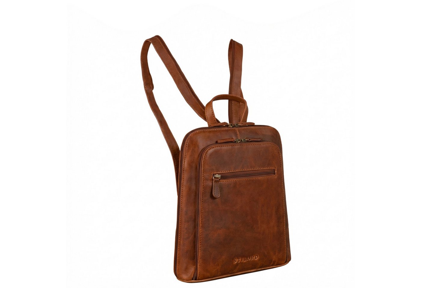 STILORD Cityrucksack "Millie" Kleiner Echtleder City Rucksack für Damen, Lederrucksack mit Reißverschluss, Schnallen & Anti Diebstahl Fach Bild 3
