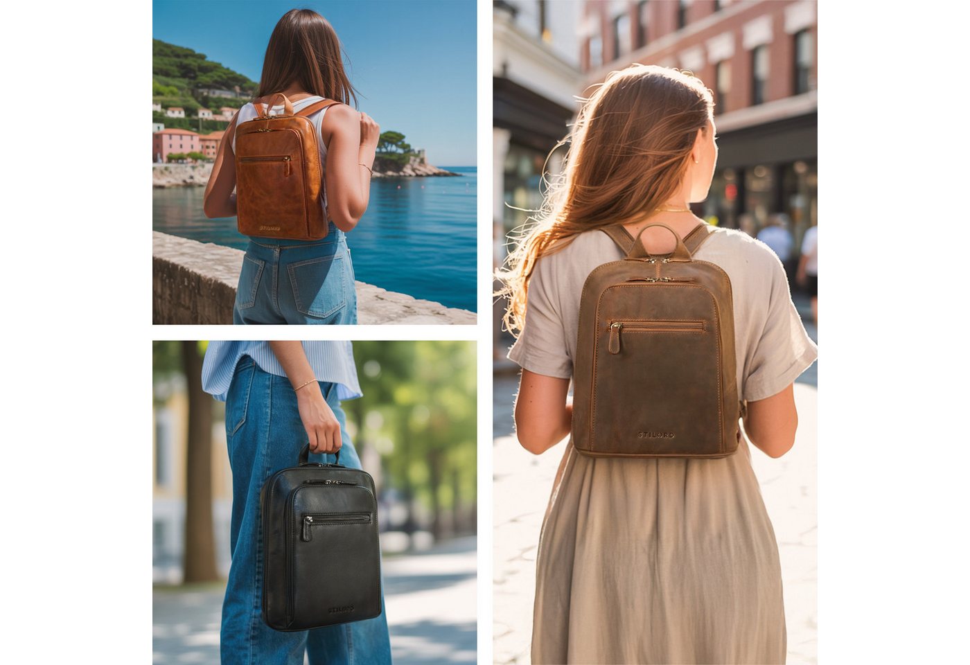 STILORD Cityrucksack "Millie" Kleiner Echtleder City Rucksack für Damen, Lederrucksack mit Reißverschluss, Schnallen & Anti Diebstahl Fach Bild 5
