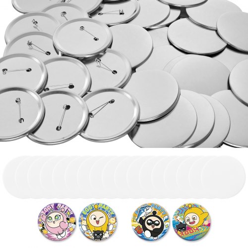 VEVOR Buttonrohlinge 100-tlg. 75mm für Buttonmaschine mit Sicherheitsnadel, Transparente Mylar-Folie & Runde Blanko-Papiere für DIY-Projekte zu Hause Schulveranstaltungen & Individuelle Studios