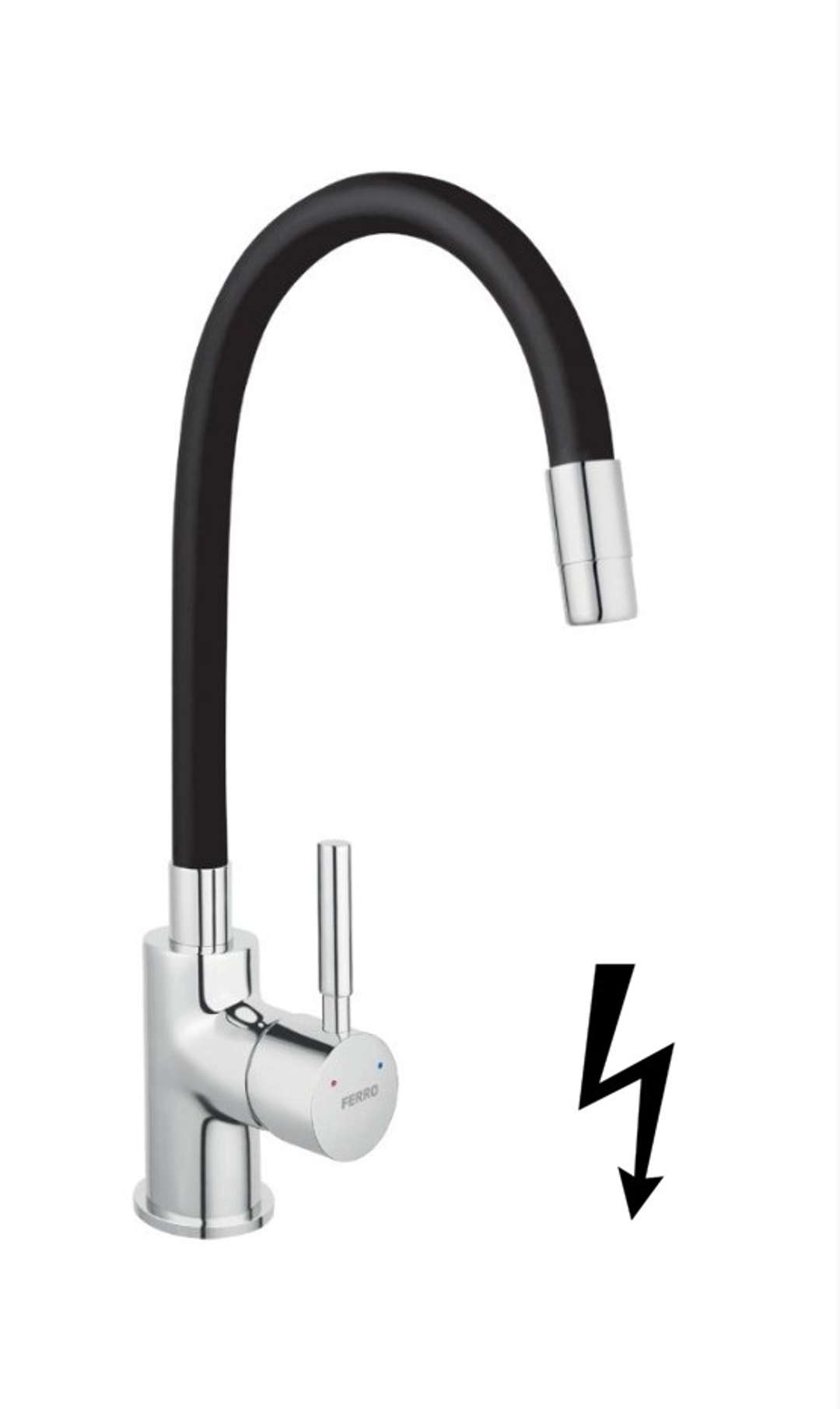 Novaservis Ferro Zumba - Spültischbatterie Mit Flexiblem Arm, Schwarz/chrom Bza4blp