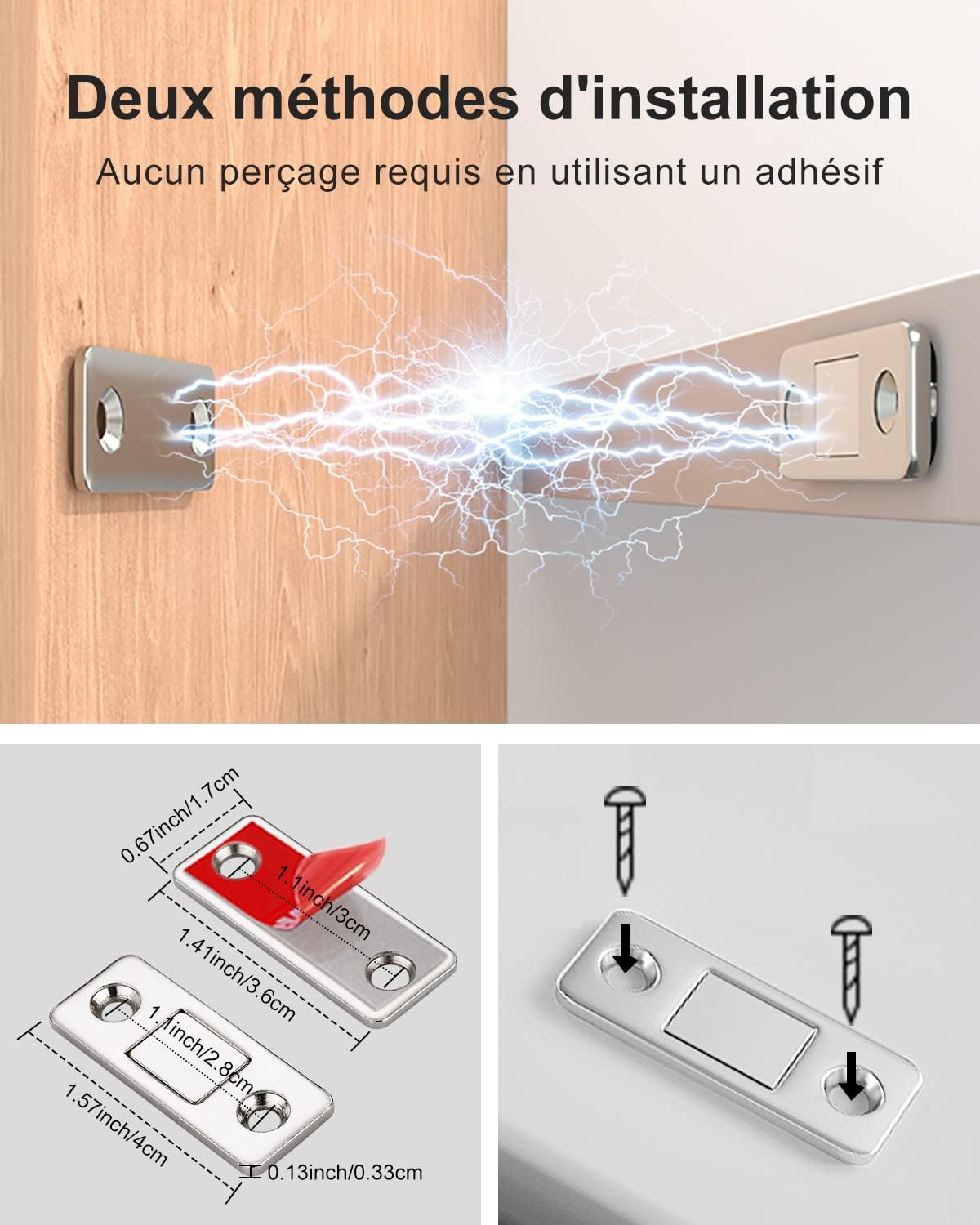 4er-set Ultradünner Magnetischer Metallverschlüsse – Starker Klebeverschluss Für Schiebetüren, Schubladen, Fenster Und Schränke, Silber