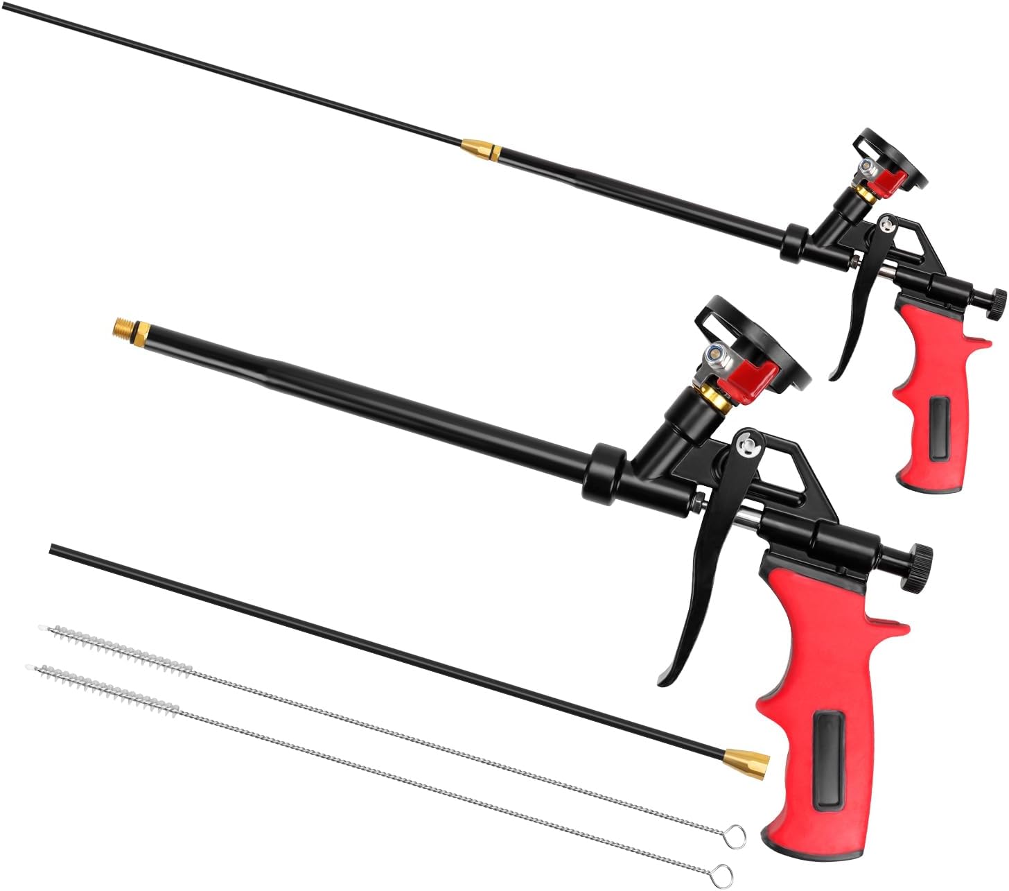 Set Mit 2 Professionellen 63-cm-polyurethanschaumpistolen, Metall, Wasserdicht Und Reinigungsmittelfrei, Rot