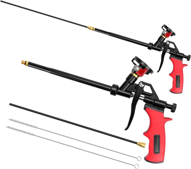 Set Mit 2 Professionellen 63-cm-polyurethanschaumpistolen, Metall, Wasserdicht Und Reinigungsmittelfrei, Rot