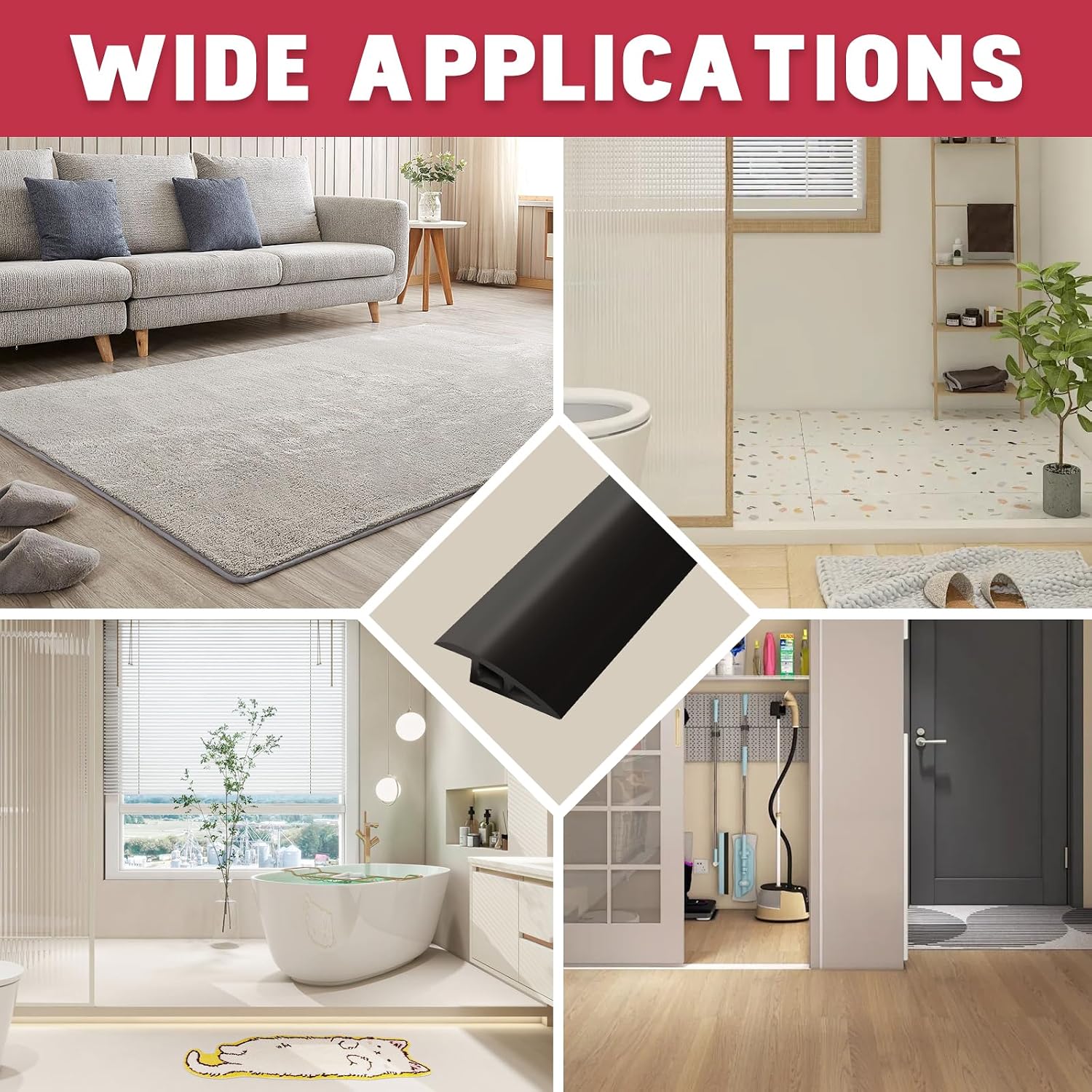 Selbstklebendes Pvc-übergangsprofil, Übergangsprofil Für Bodenbeläge, Höhenausgleich Für 7 Mm Bis 10 Mm, Türschwellen Und Teppichschwellen (10 Mm X 1 M)