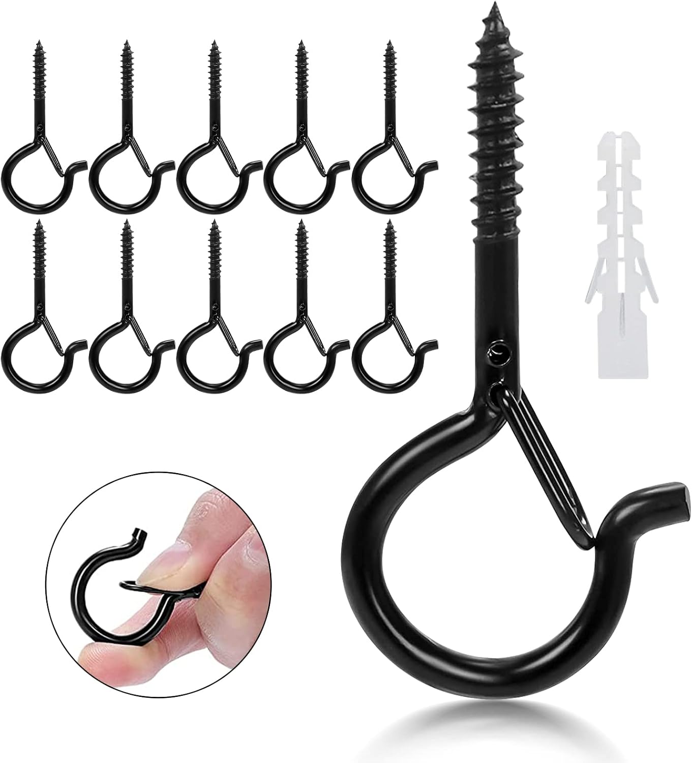 Set Mit 10 Schraubhaken, Q-hanger Deckenhaken Mit Sicherheitsschlaufe, Wandhaken Für Den Außenbereich, Garten, Pflanzen, Vogelfutterhäuschen, Laternen, Partydekoration