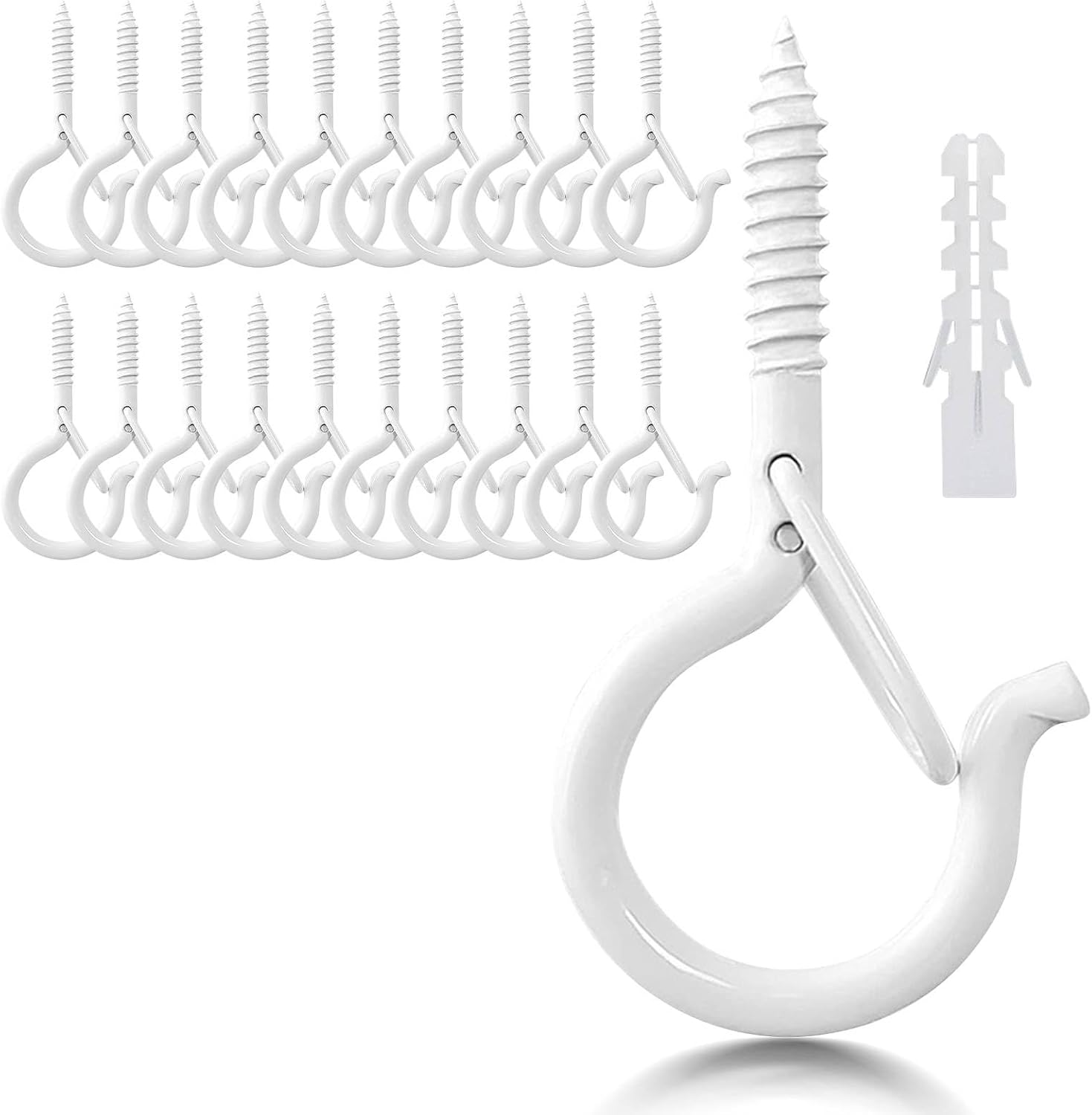 Set Mit 20 Edelstahl-schraubhaken Mit Sicherheitsverschluss, Geeignet Für Decke Und Wand Zum Aufhängen Von Topfpflanzen Und Lampen, Weiß. Marke: Lycxames