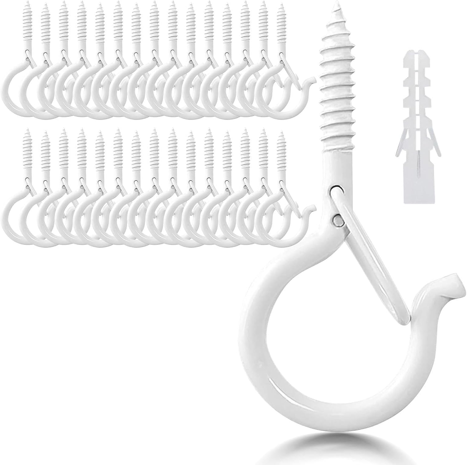 Set Mit 30 Edelstahl-schraubhaken Mit Sicherheitsverschluss, Schraubhaken, Deckenhaken, Wandhaken Zum Aufhängen Von Topfpflanzen Und Lampen, Weiß