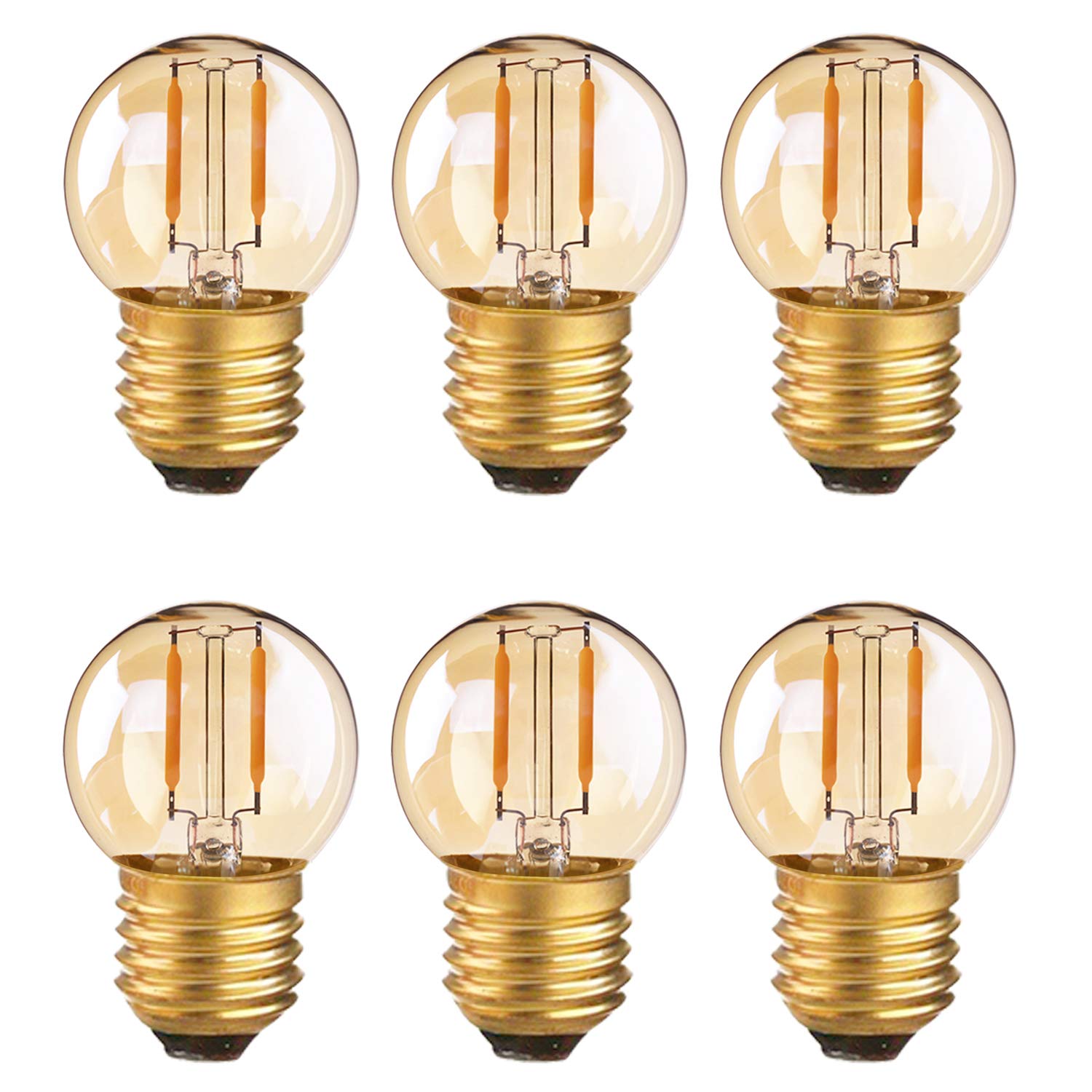 Century Light G40 Led-filament-mini-globe-glühbirne, 1 W, E27, Niederspannung, Energiesparend, Ac/dc 12–24 V, Warmweiß 2200 K, Entspricht 10 W, Ersatz – Kandelaber-glühbirnen, 6er-pack [energieklasse