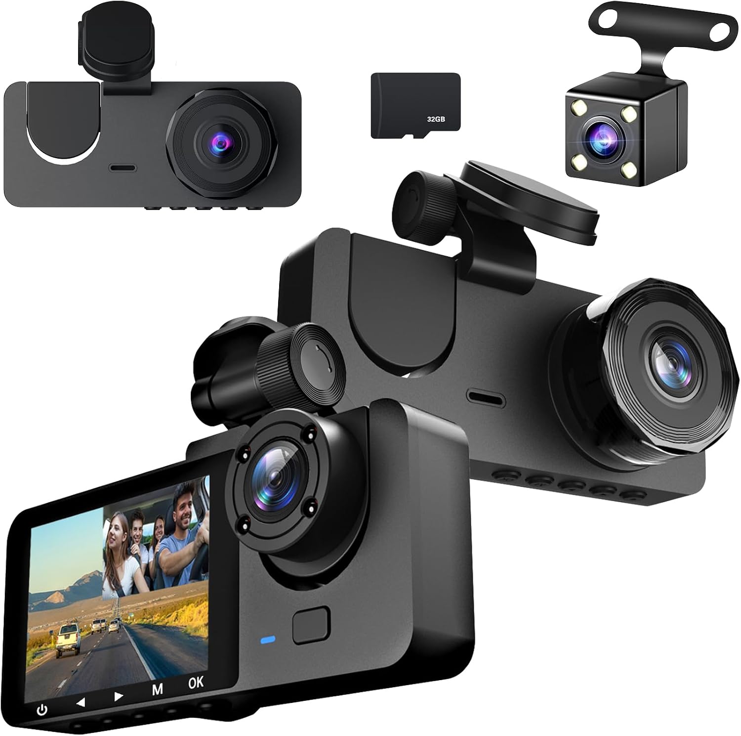 Auto-überwachungskamera, Hd 1080p, Dashcam Vorne, Innen Und Hinten, Nachtsicht (standardmodell)
