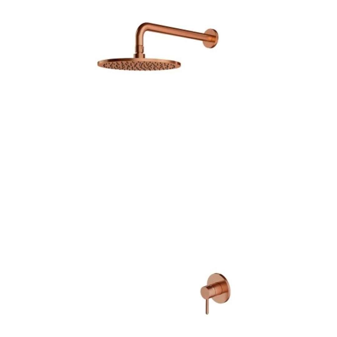 Omnires Y - Set Unterputzarmatur Und Kopfbrause, Mit Einbaukörper, Durchmesser 25 Cm, Kupfer Gebürstet Sysy36cpb