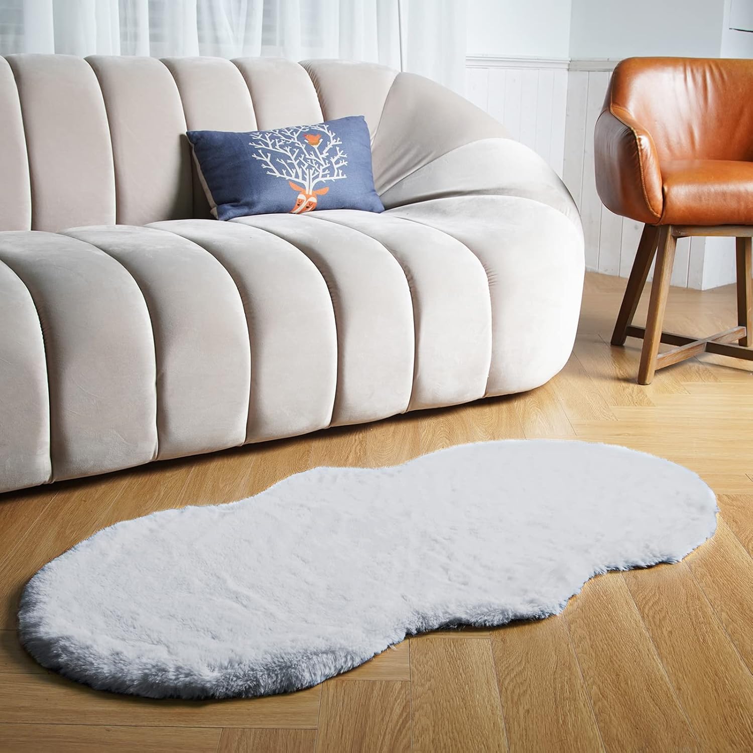 1 Kunstfellteppich 60x120 Cm, Weich, Waschbar, Für Wohnzimmer, Schlafzimmer, Büro