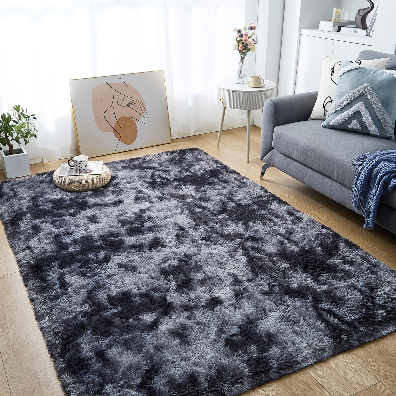 1 Hochflorteppich, Weich Und Flauschig, Rutschfest, Für Wohn-/schlafzimmer