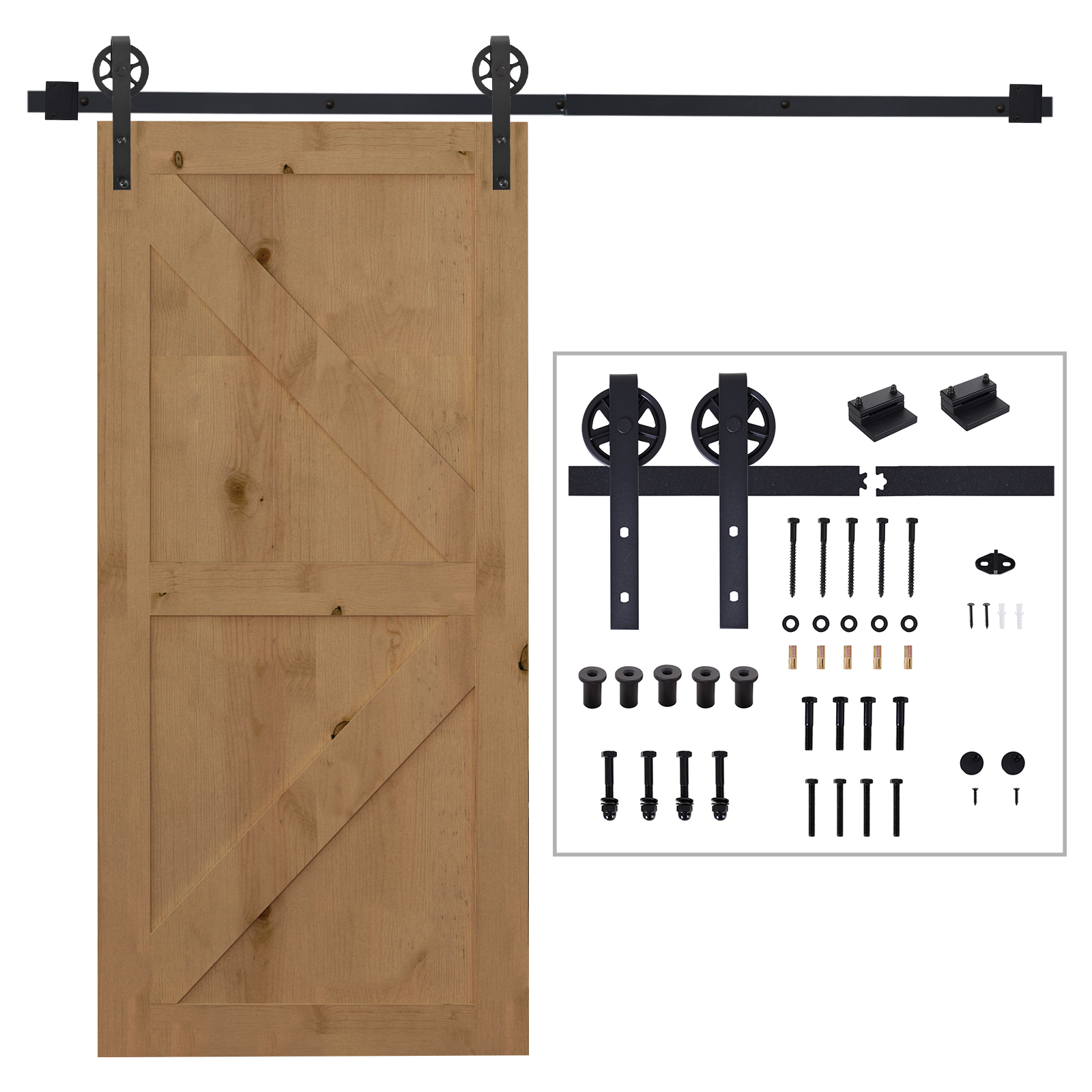 200 Cm Schiebetürschienen-set, 34–40 Mm Stärke, Komplette Wandmontage, Zubehör Für Einzeltüren, Schwarzer Stahl