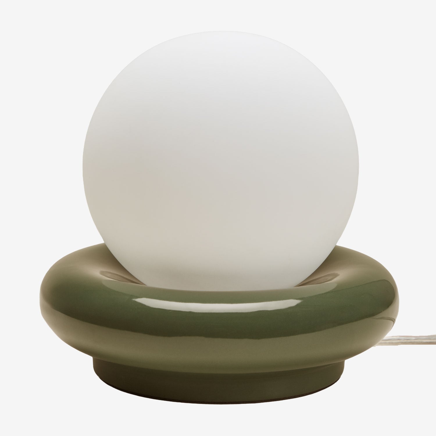Sklum Tischlampe Aus Keramik Mit Kryx-glaskugel Tiefes Grün Olive