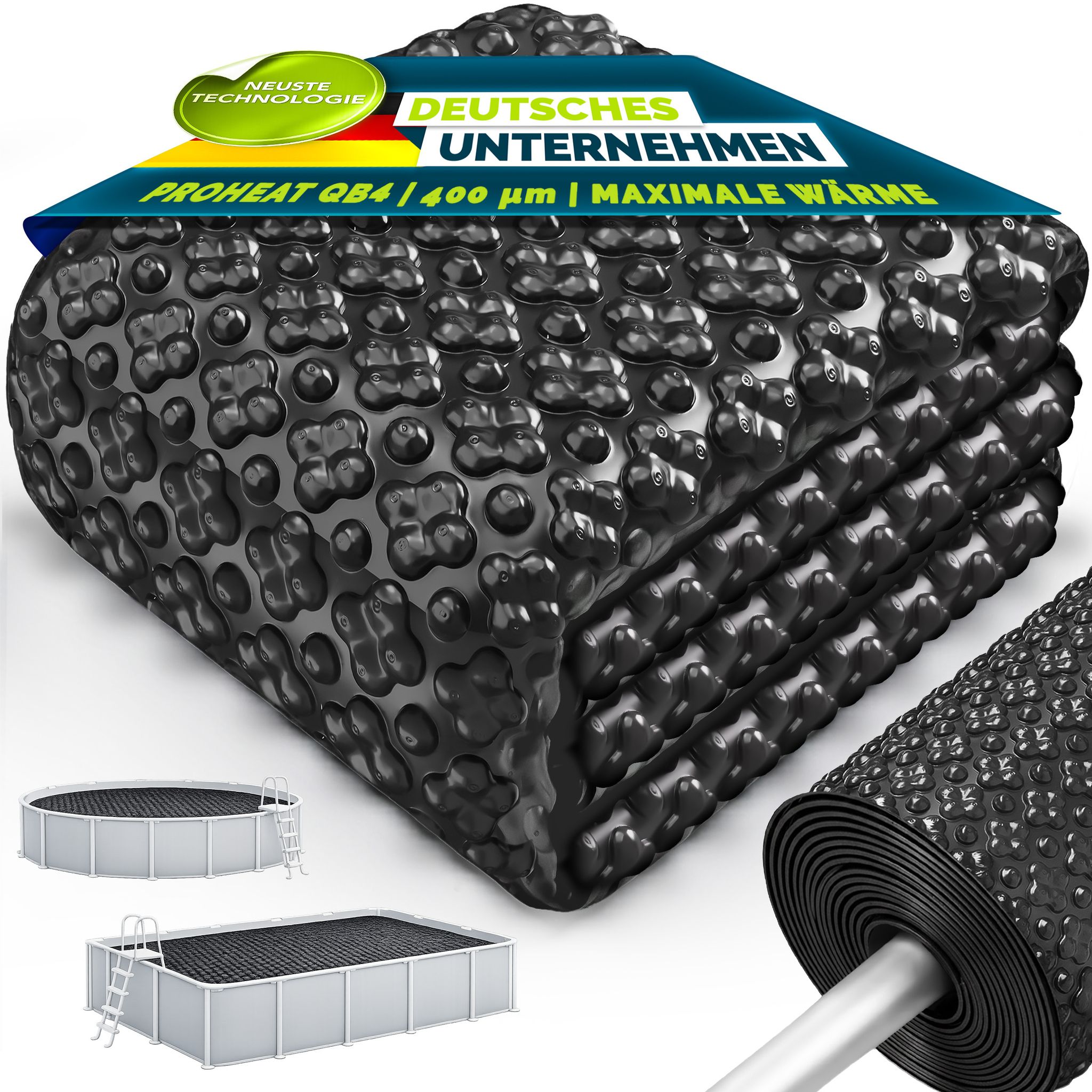 Tillvex® Elite Pool Solarfolie 400 Μm Rund Ø 305 Cm Premium Solarplane Proheat Qb4 Wärmeplane Zuschneidbar Solarabdeckplane Zuschneidbar Solarabdeckung Poolheizung Für Wassererwärmung