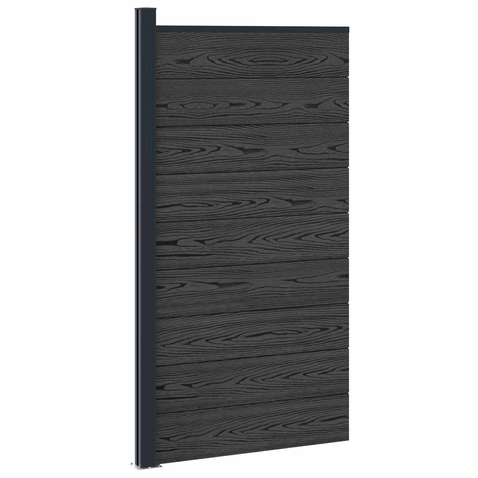 Zaunelement 95 X 186 Cm Wpc Und Aluminium Schwarz Vidaxl