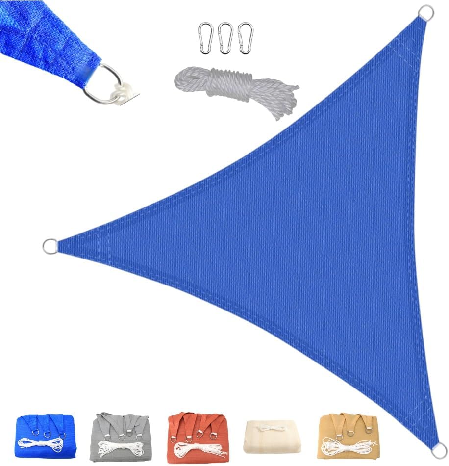 Dreieckiges Sonnensegel (3 X 3 X 3 M), Uv-beständig Und Wasserdicht, Für Terrasse Und Garten, 95 % Sonnenschutz, Inklusive Befestigungsmaterial Aus Metall, Gelb