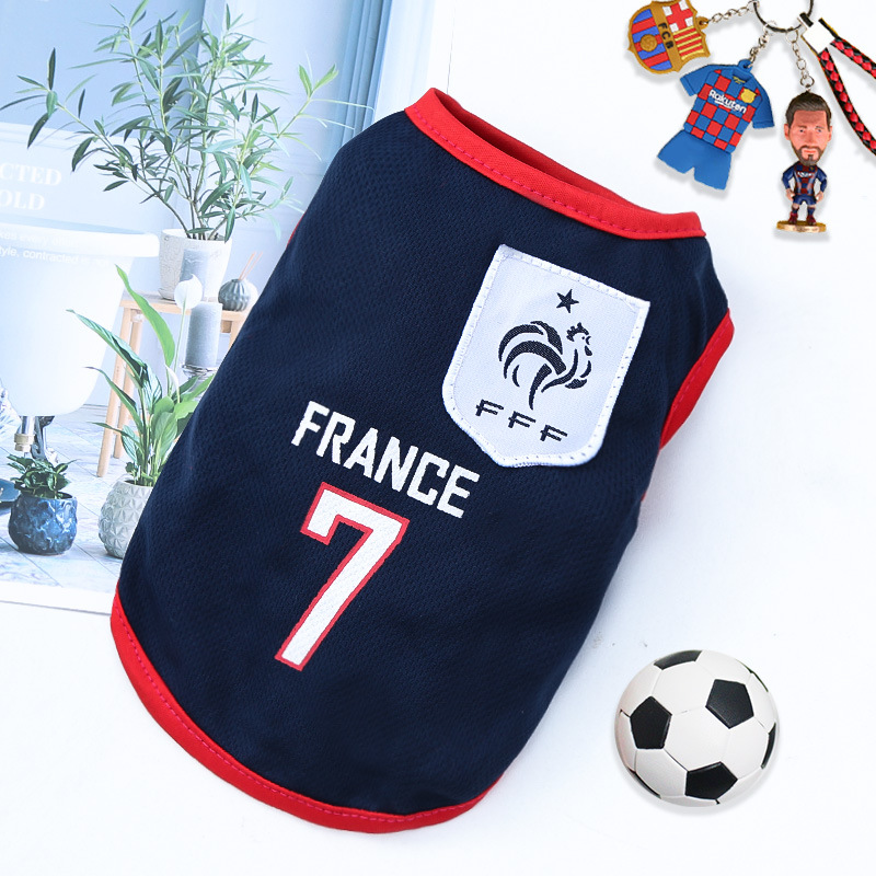 Hunde-wm-t-shirt Spanien – Bequemes, Atmungsaktives Mesh-sommershirt Für Hunde Und Katzen – Marineblau, Nr. 7 Frankreich, Größe 3xl