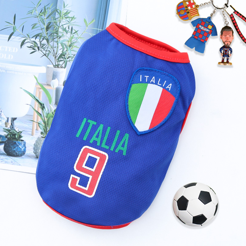 Hunde-t-shirt Wm Spanien – Atmungsaktives Mesh Für Sommerlichen Tragekomfort Für Hunde Und Katzen – Dunkelblau, Nr. 9 Italien, Größe 5xl