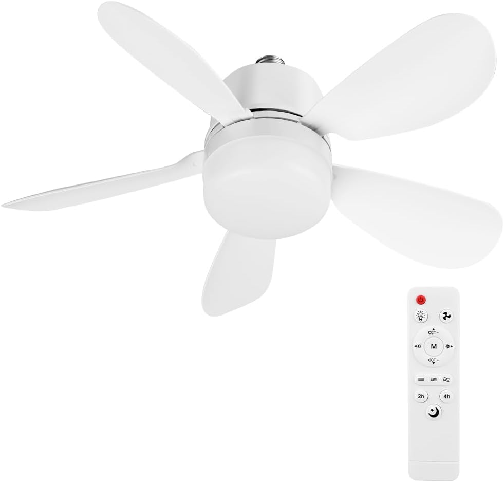 40-w-ventilator Mit 5 Flügeln, 52 Cm Durchmesser, 3000–6500 K, 3 Geschwindigkeitsstufen (12 W), Weiße Flügel + Kristallschirm, Große Fernbedienung, 52 × 52 × 18,5 Cm