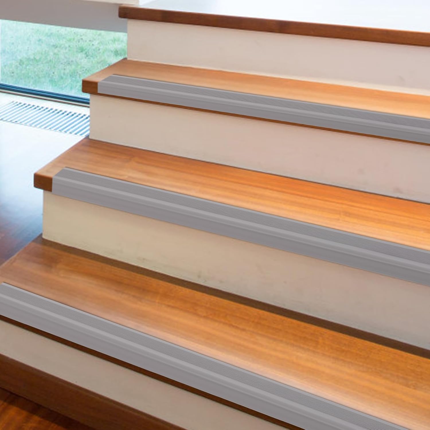 10m Grau Rutschfeste Treppenkante, Selbstklebende Kantenleiste Flexible Pvc-gummistufen-kantenleiste, Wasserdicht Stufenkantenprofil Für Den Innen- Und Außenbereich