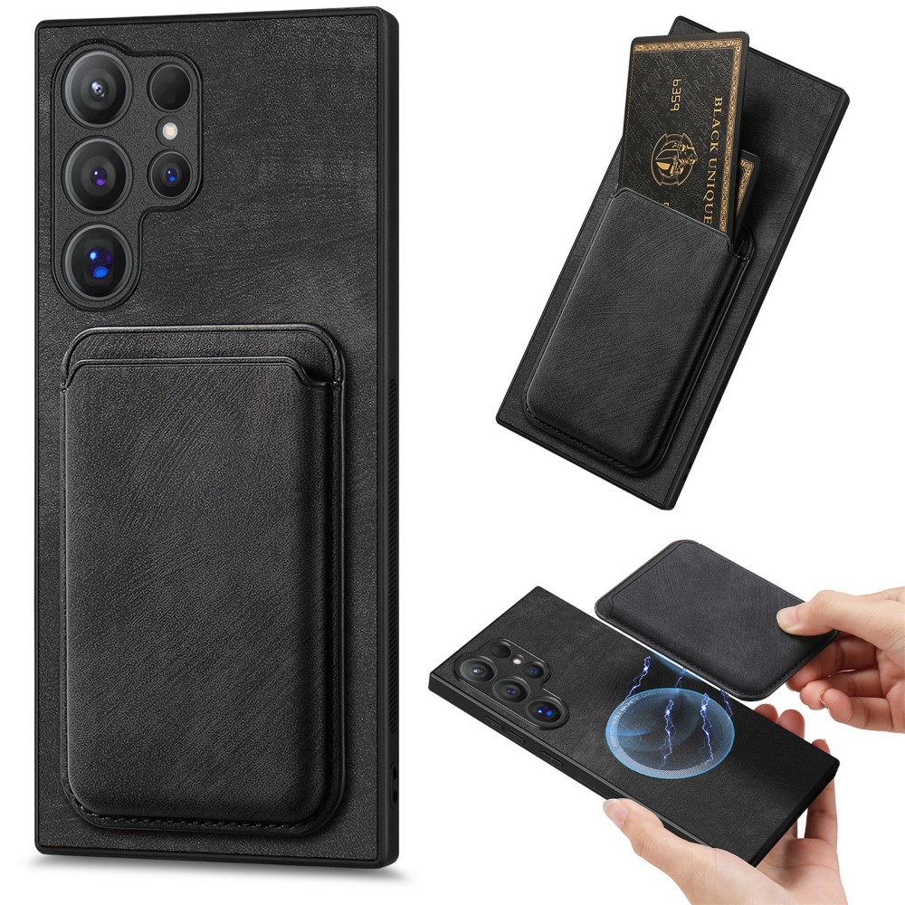 Skalo Pu-lederhülle Für Samsung S24 Ultra Mit Abnehmbarer Magnetischer Brieftasche – Schwarz