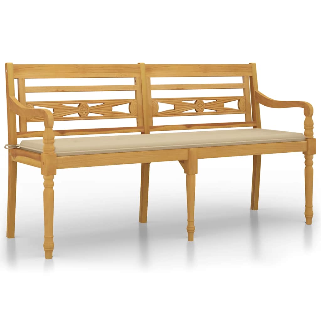 Maison Exclusive - Batavia-bank Mit Beigem Kissen 150 Cm Massivho