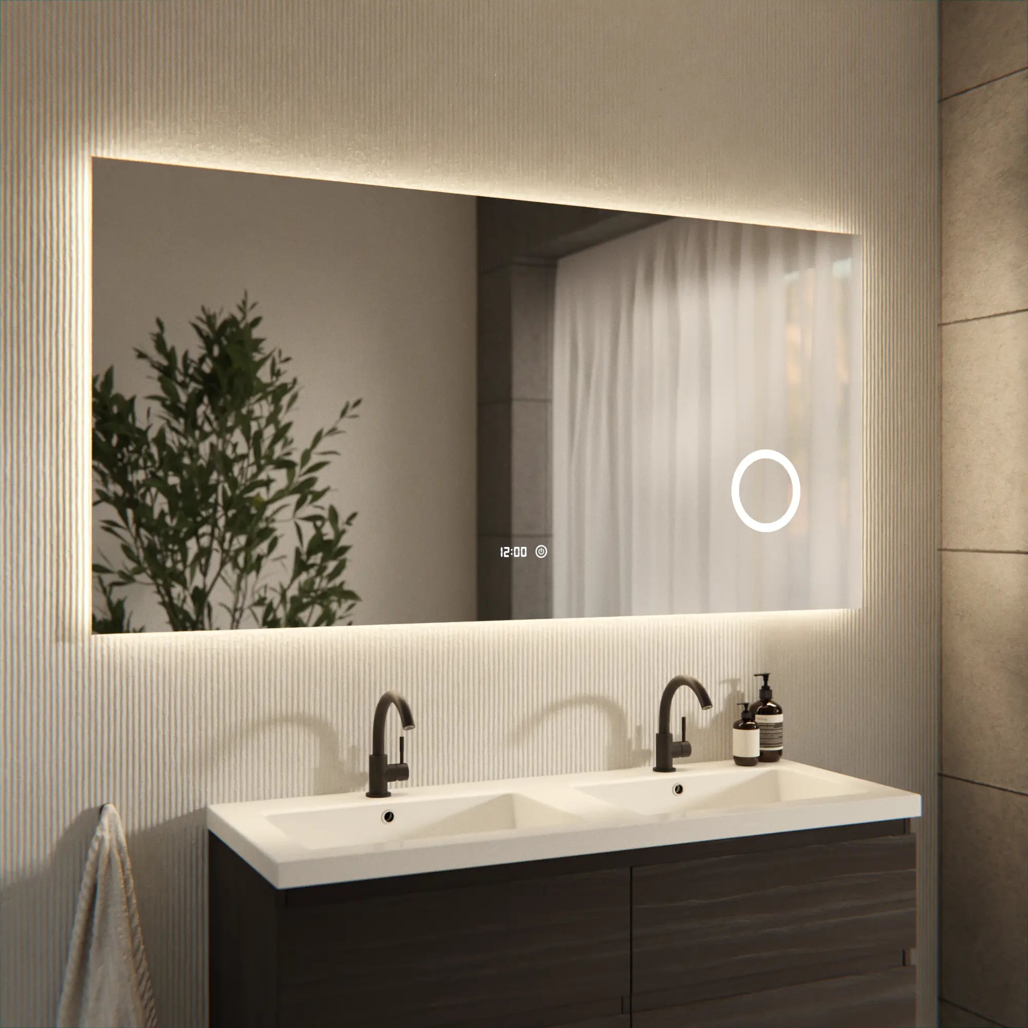 Rechteckiger, Rahmenloser Led-badezimmerspiegel 160 X 80 Cm – 3 Dimmbare Lichtmodi – Antibeschlagfunktion – Ip44 Wasserdicht Und Touch-bedienung – Rostbeständig
