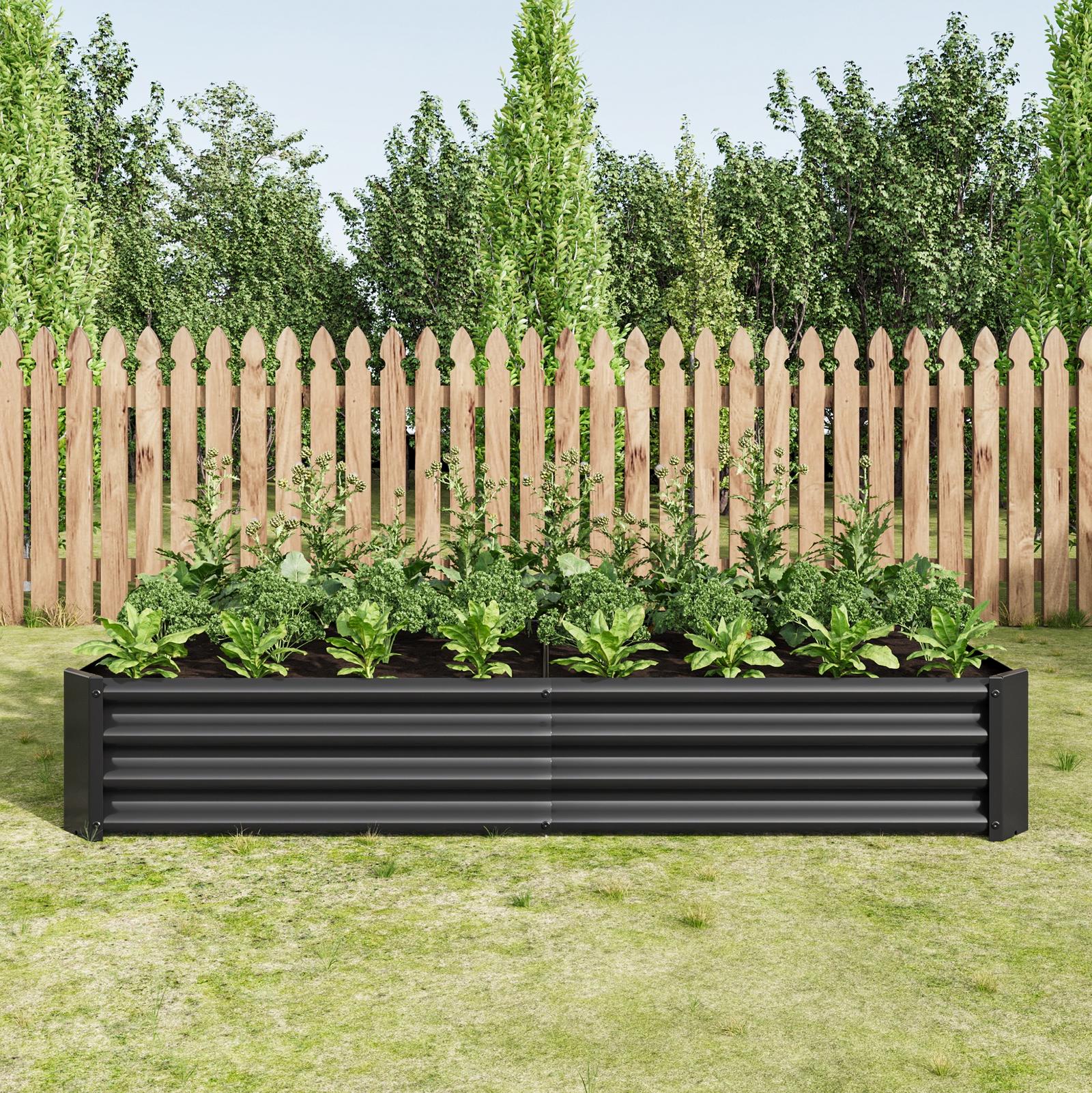 Hochbeet Ohne Boden Für Gemüse, Kräuter Und Blumen, Robuster Verzinkter Stahl, 180 X 90 X 30 Cm, Anthrazit